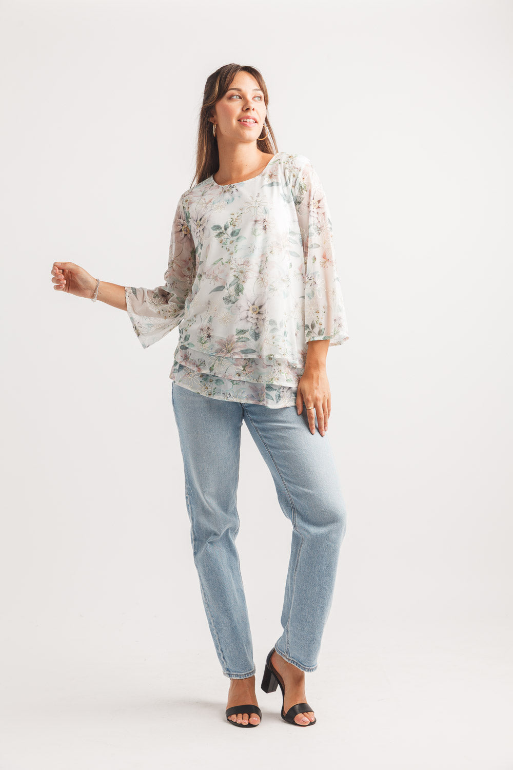 Embroidered Layered Blouse with Lurex