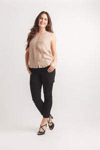 Textured Henley Sleeveless Top