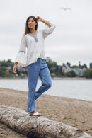 Linen Blend Wide Leg Denim Lok Pants