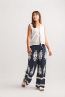 Ikat Look Pants with Elastic Waist and Pockets
