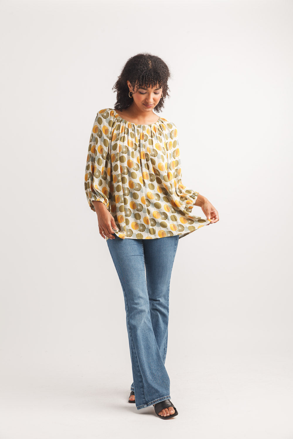 Starburst Off The Shoulder Balloon Sleeve Blouse