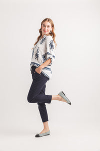 Ikat Look Printed Henley Top