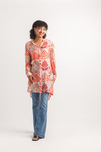 PAISLEY PRINTED TUNIC WITH TAB SLEEVES