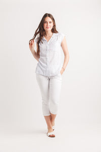 Floral Extended Shoulder Button Front Blouse