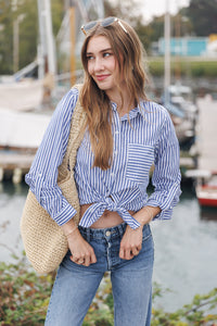 Striped Cotton Button Front Shirt
