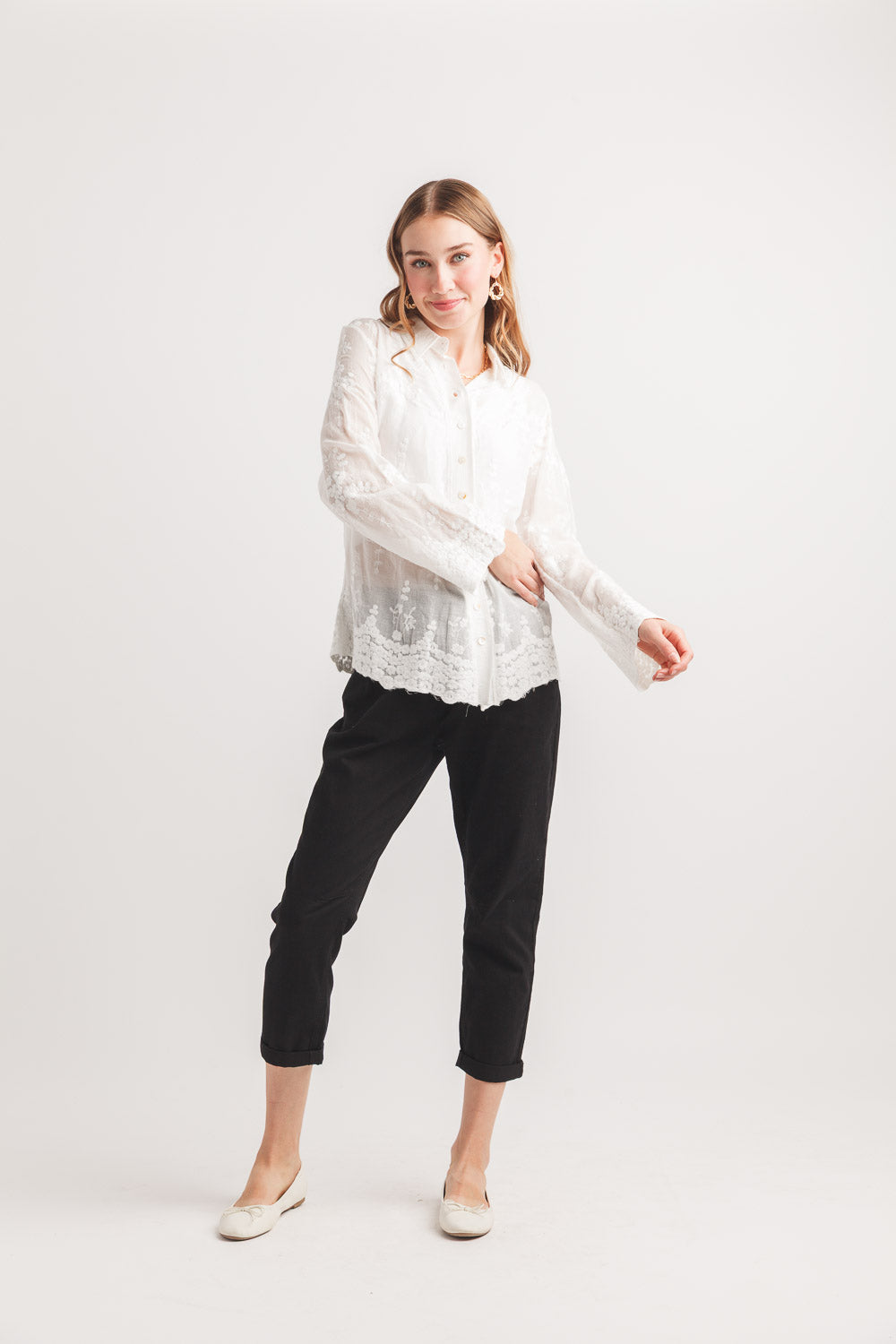 Embroidered Collared B.F. Blouse