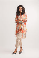 Vintage Floral Tunic With Tab Sleeve