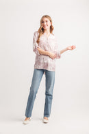 Floral Hanley Tab Sleeve Blouse With Sequin Trim