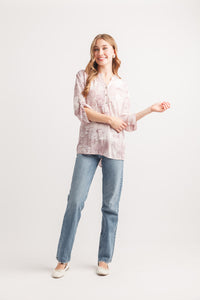 Floral Hanley Tab Sleeve Blouse With Sequin Trim