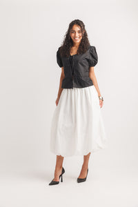Puff Sleeve Tie Front Top