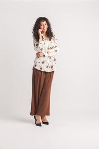 Tulip Printed Collared Button Front Blouse