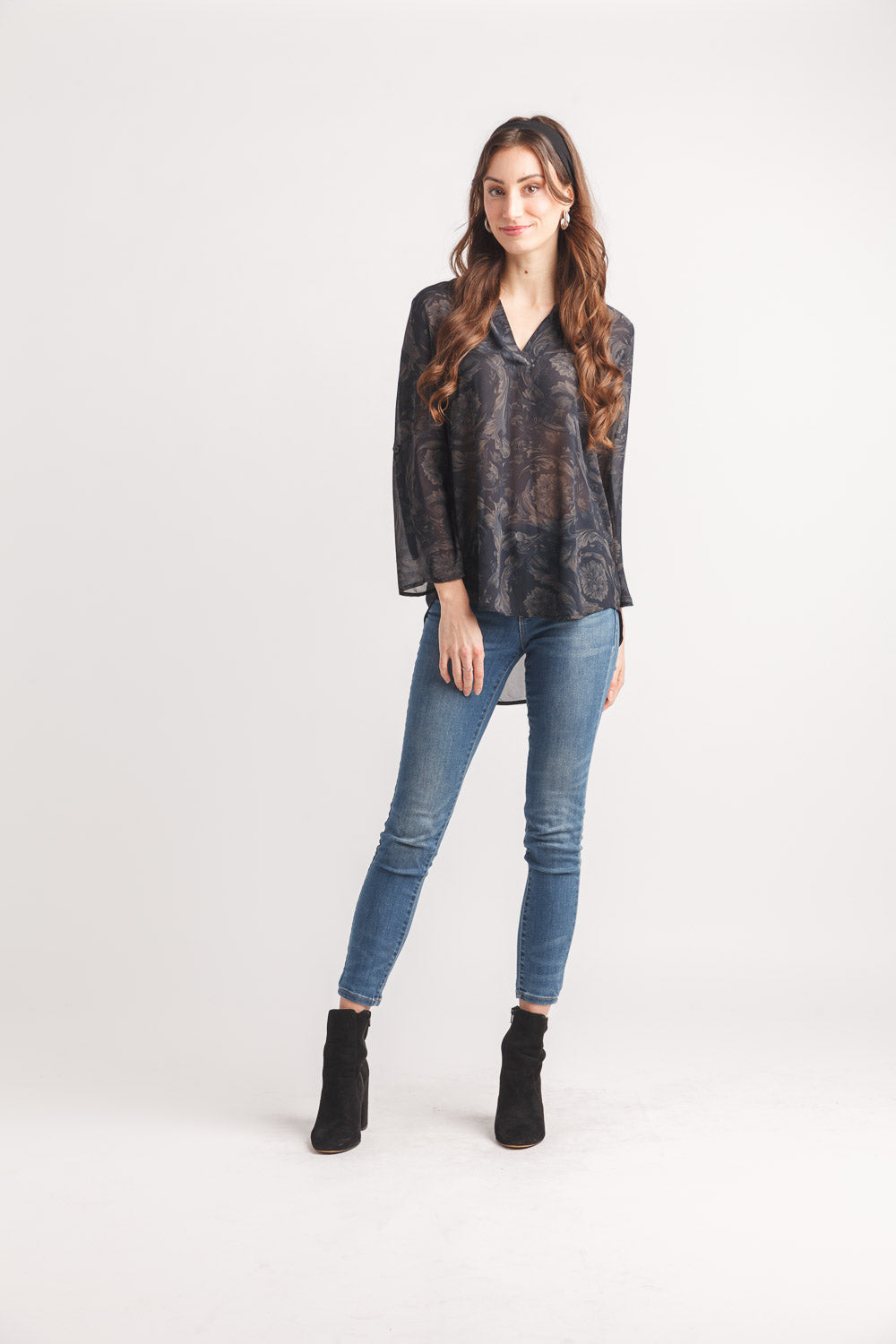 Floral Tab Sleeve Shirt