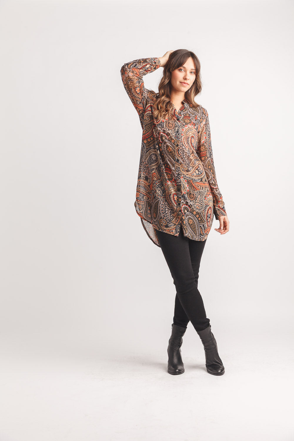 PAISLEY TAB SLEEVE BF TUNIC