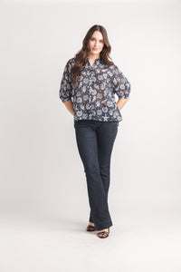 Shell Print Blouse With Back Button Detail