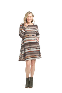 Multi Color Stripe A-Line Sweater Dress