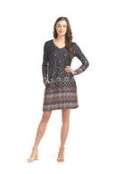 Boarder Rain Fall Geo Print Sweater Dress