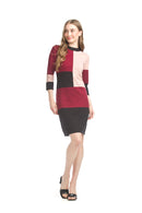 Patchwork Mock Neck Sweater Dress