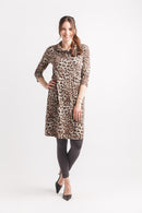 Leopard Print Two Pocket Cowl Neck