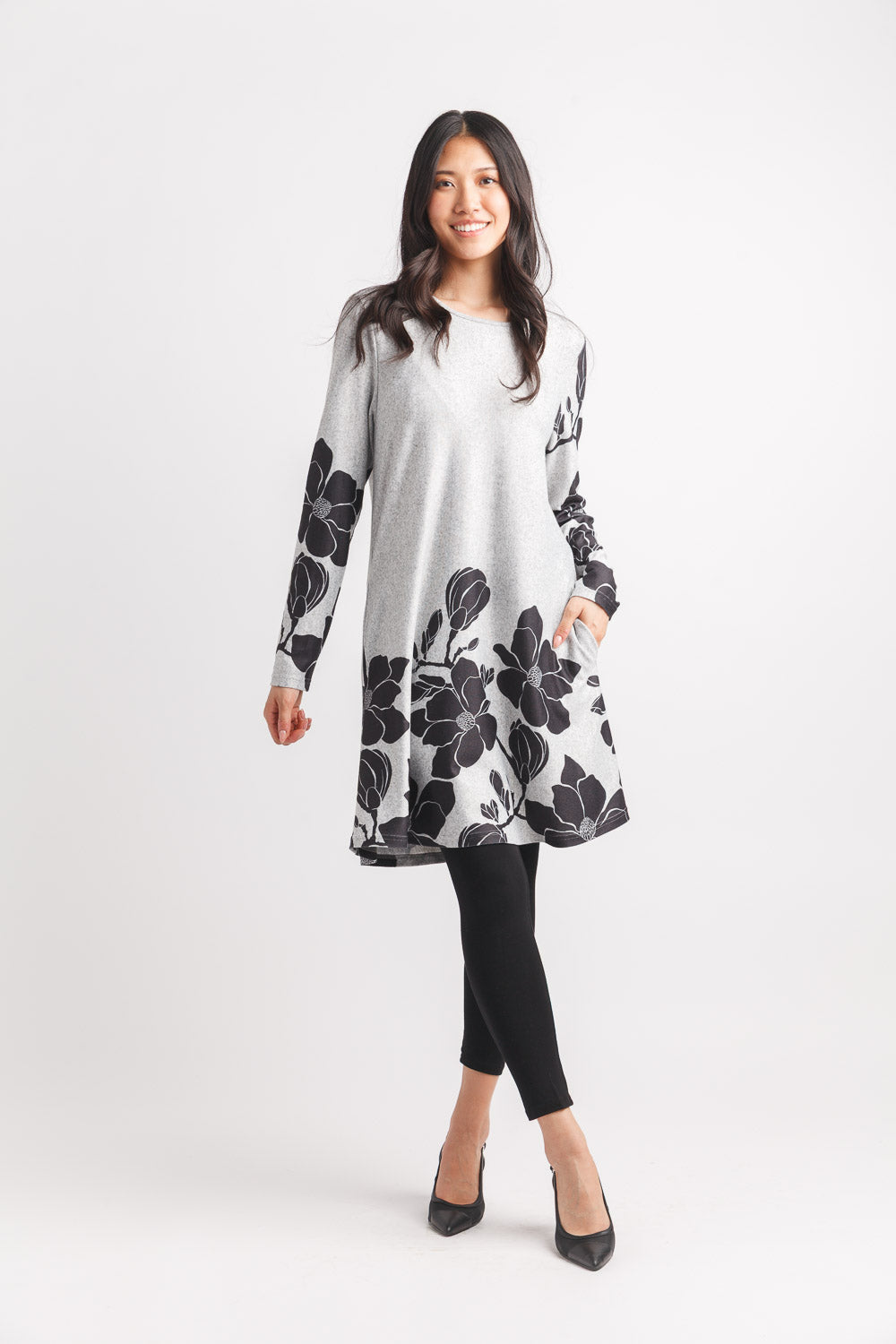 Black/Grey Floral Studded