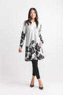 Black/Grey Floral Studded