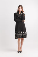 Fairsle Knit Sweater Dress With Cowl Neck