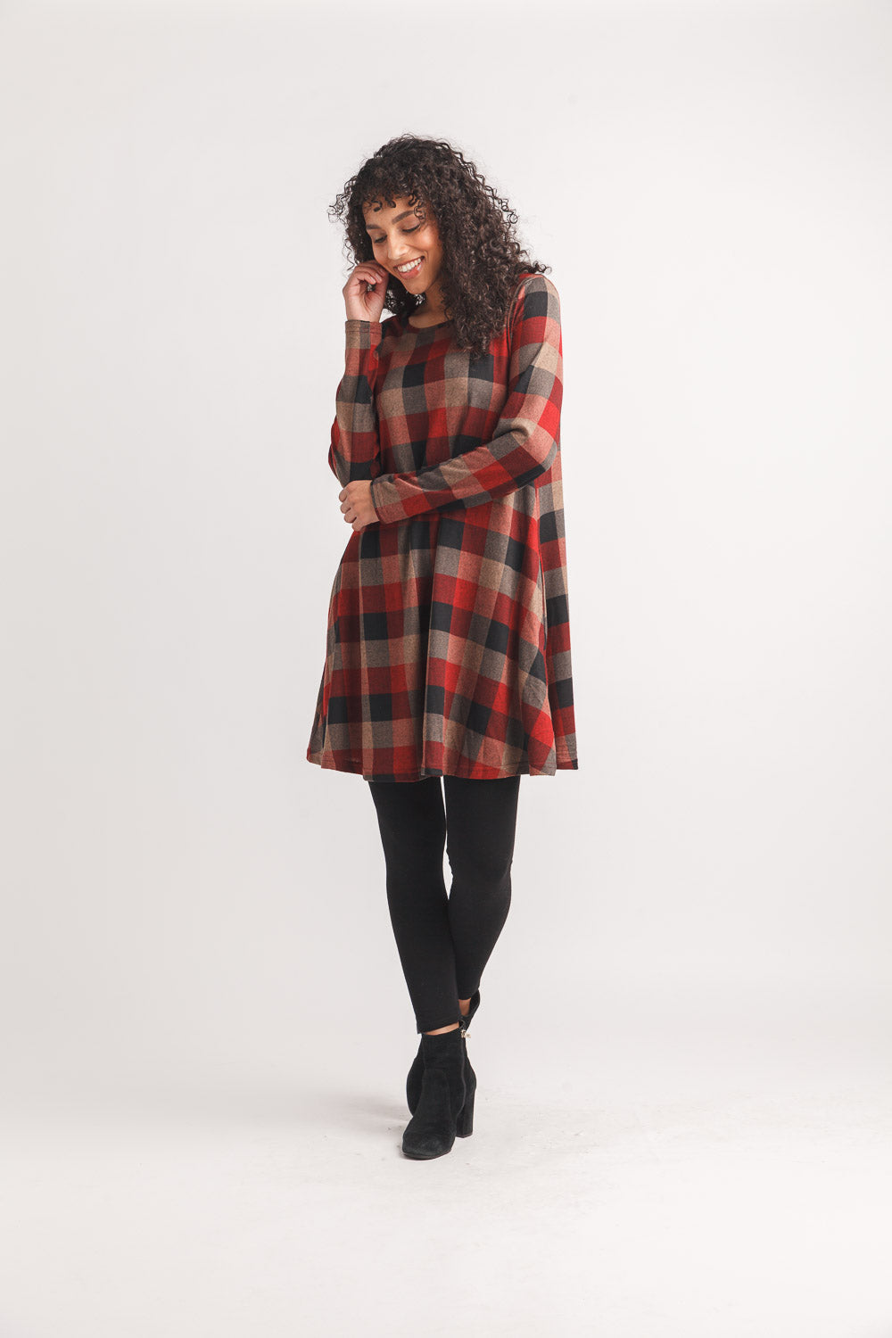 Plaid Aline Sweater Dress  Pockets