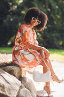 Floral Collared Shirt Dress with Balloon Sleeves