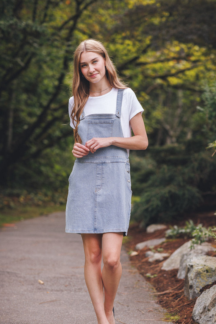 Stretch Denim Pinafore Dress