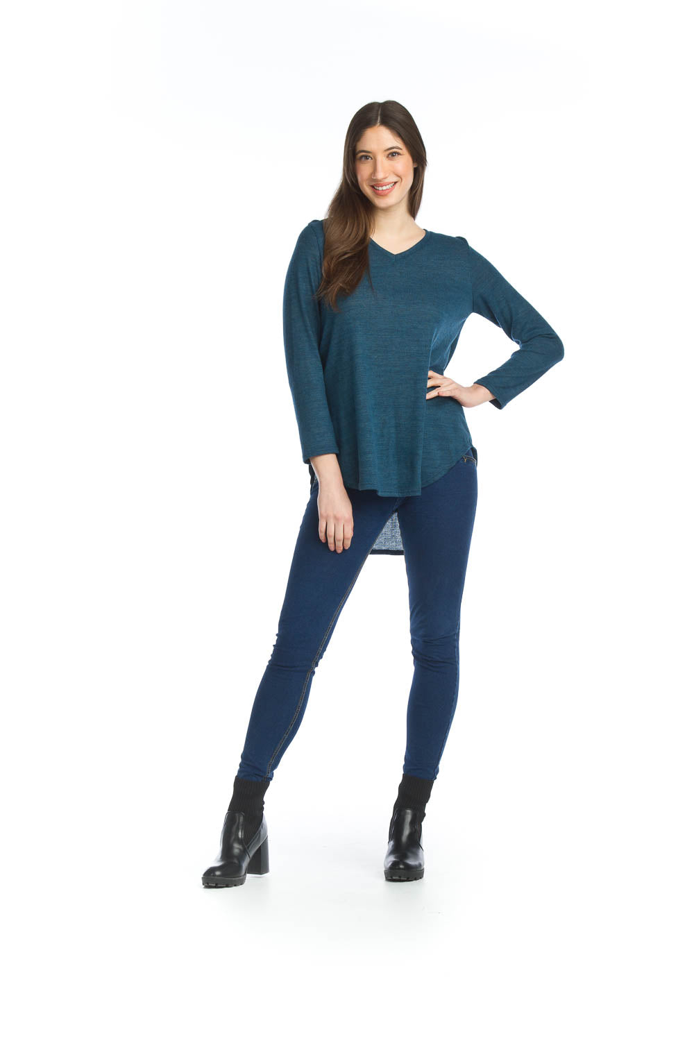 ST-04371 - High Low V Neck Tunic