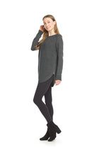Load image into Gallery viewer, ST-04384 -Charcoal - Knit Shirt Hem Sweater with Side Zip Detail
