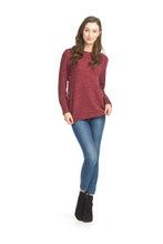 Load image into Gallery viewer, ST-11287 - Burgundy- Knit Shirt Hem Sweater with Side Button Detail
