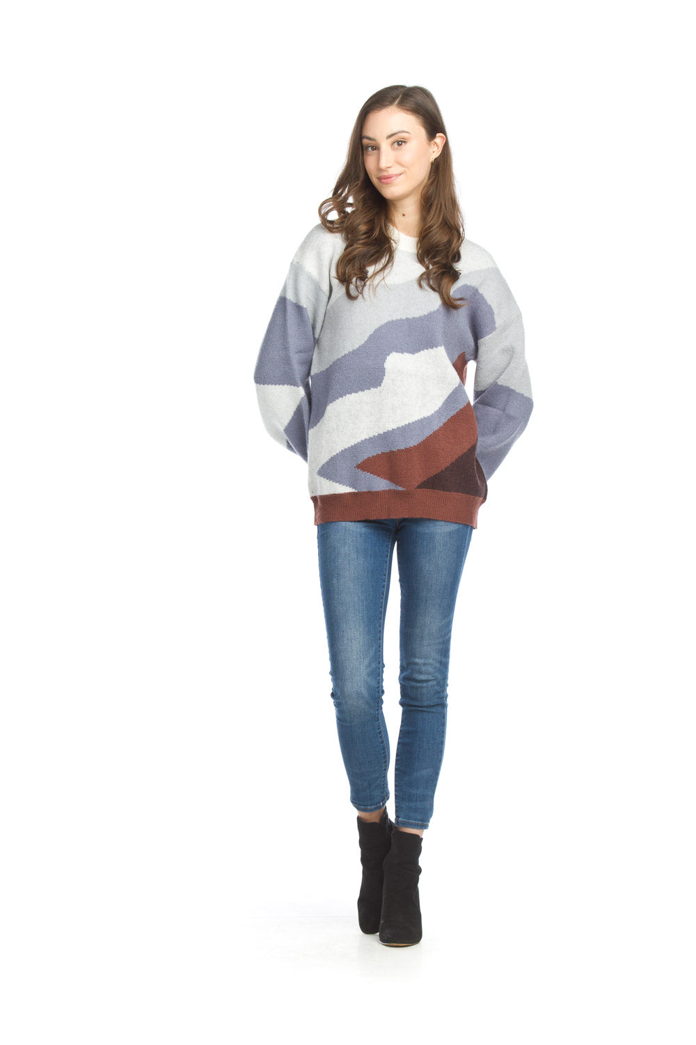 ST-13211 - Abstract Scenic Knit Sweater