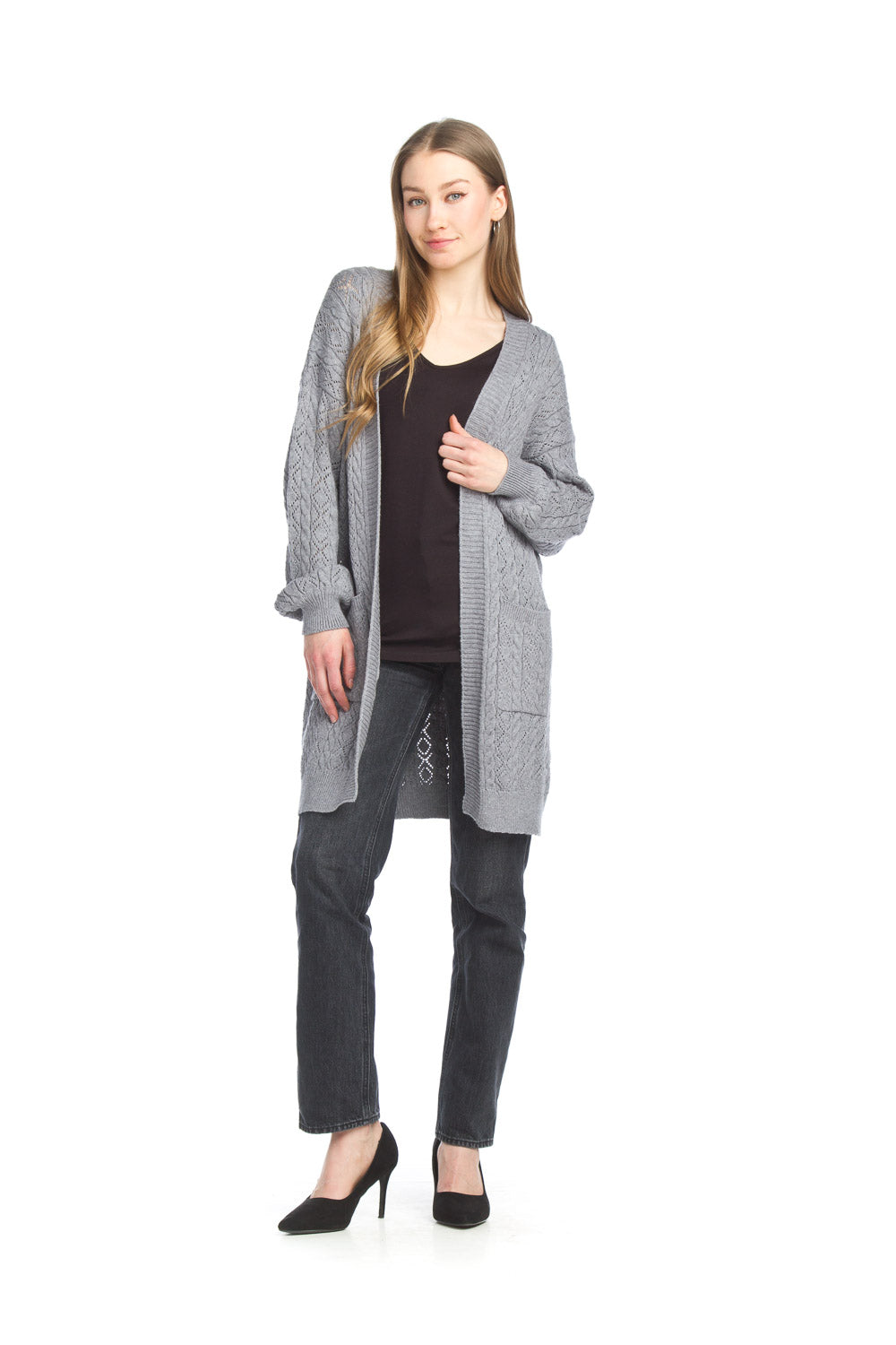 ST-15209 - Cable Knitted Cardigan with Pockets