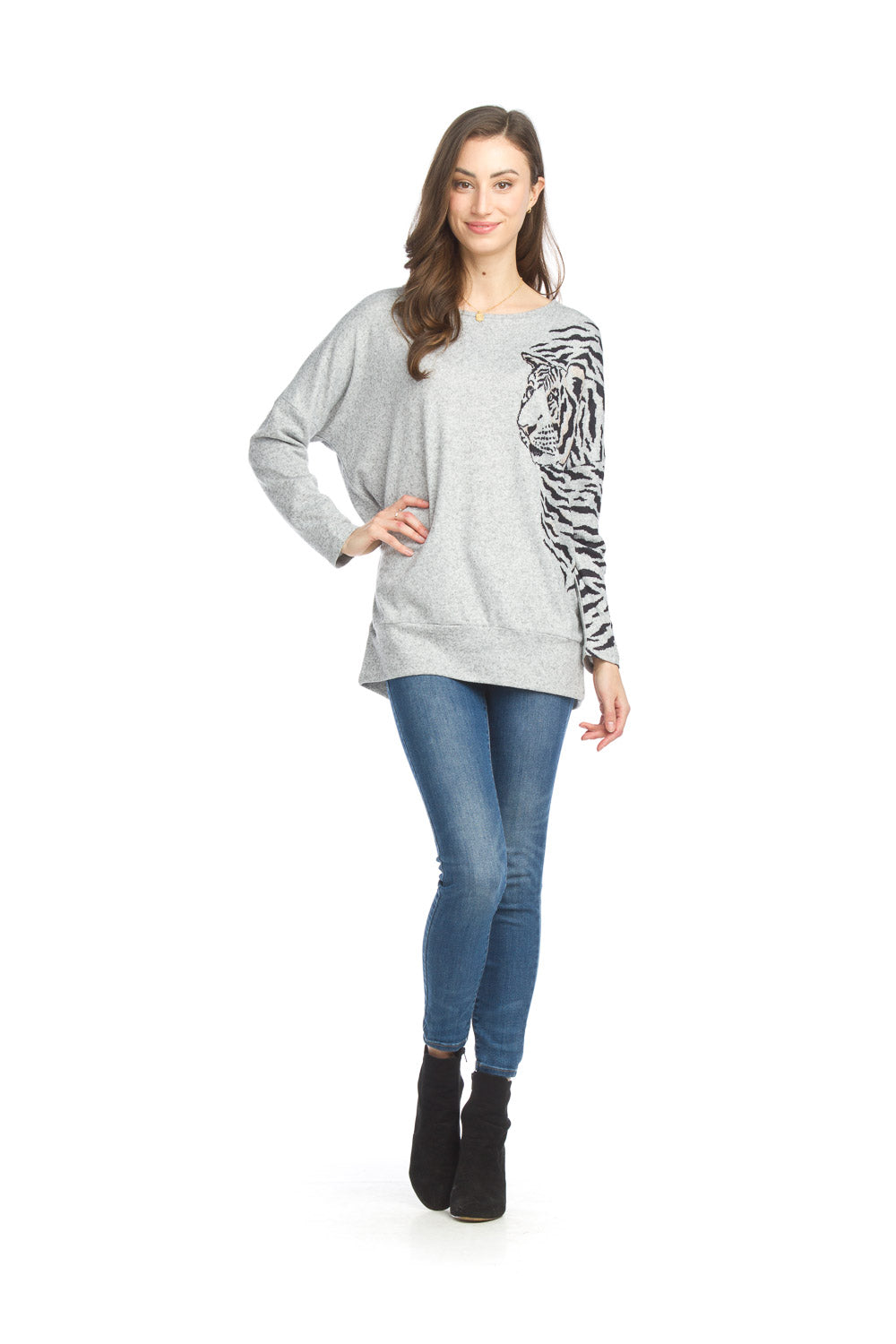 ST-15212 - Tiger Print Oversized Sweater shirt