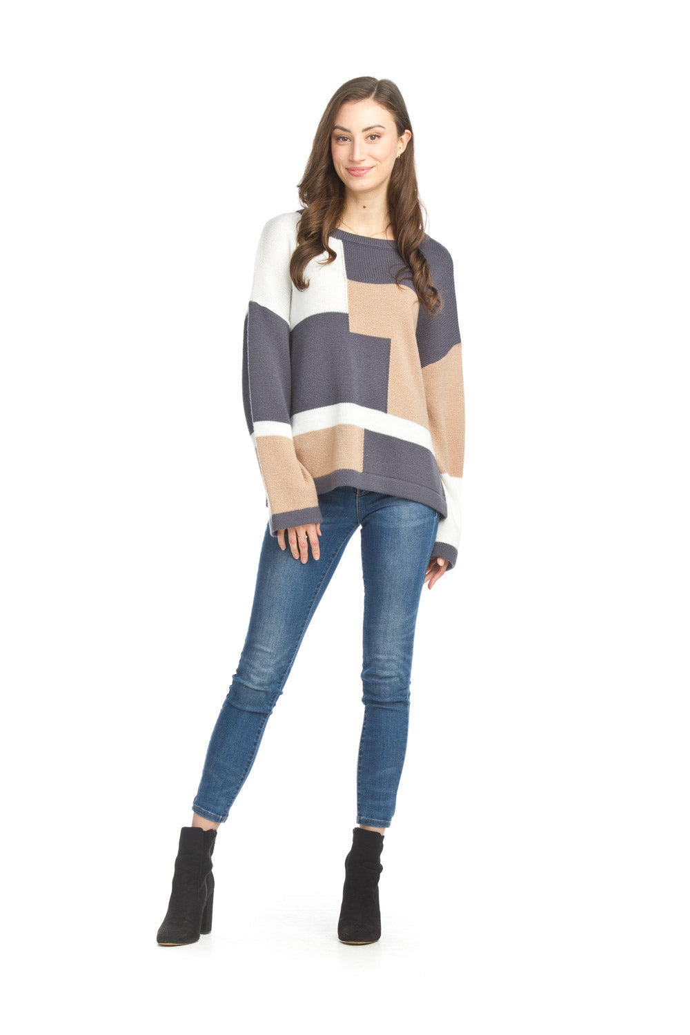 ST-15229 - Colour Blocked Pullover Sweater