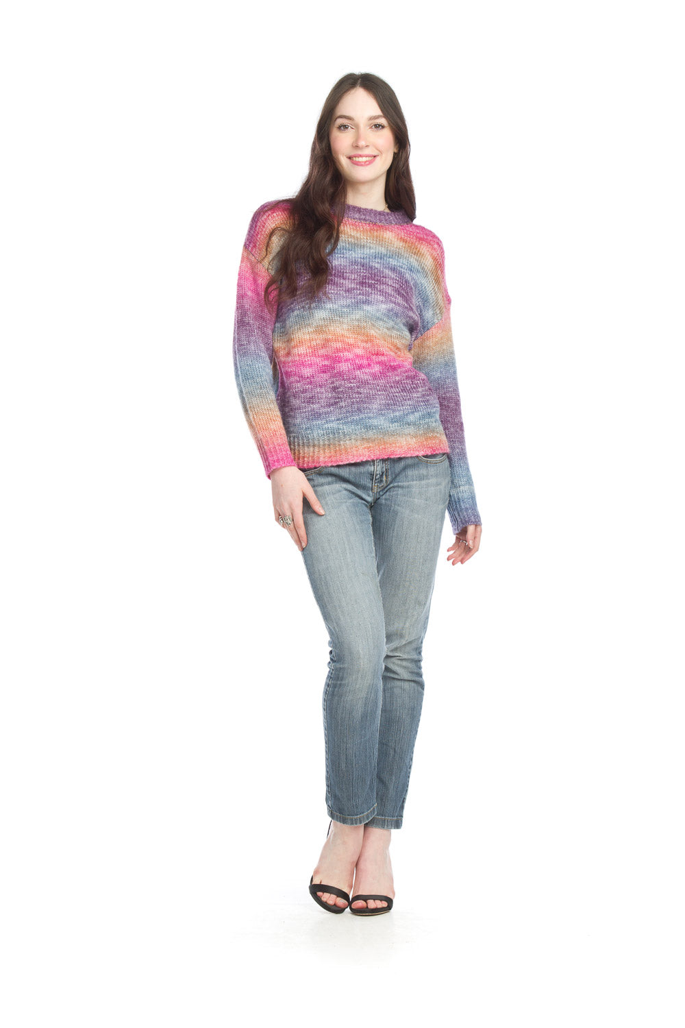ST-15235 - Multi coloured Knit Pullover Sweater
