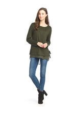 Load image into Gallery viewer, ST-15246 - Cable Knit Sweater with Side Ties and Georgette Underlay
