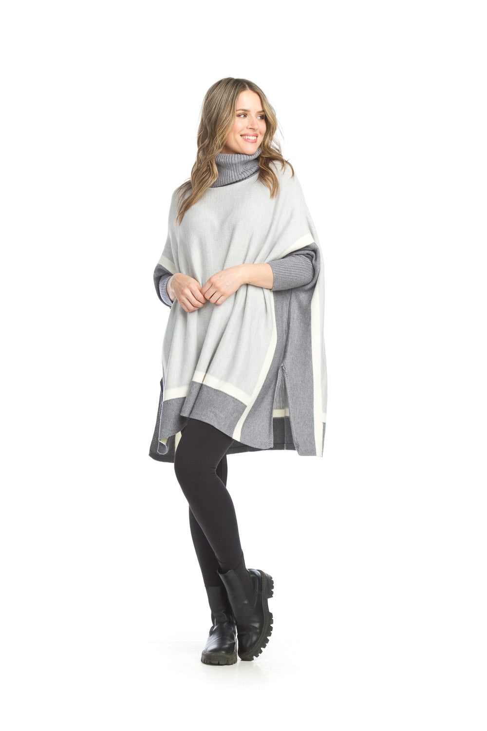 ST-15254 - Cowl Neck Sleeved Poncho