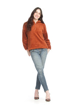 Load image into Gallery viewer, ST-15279- D.Green -Faux Fur Half Zip Sweater
