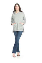 Load image into Gallery viewer, ST- 15281 -Denim -  Hooded Tunic with Kangaroo Pocket and Side Slits
