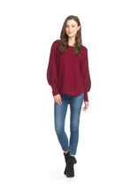 Load image into Gallery viewer, ST-15291 - Burgundy- Lightweight Balloon Sleeve Sweater
