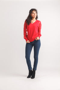 Sweater with dot sleeves
