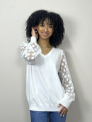 Sweater with dot sleeves