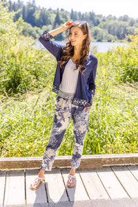 Stretch Cardigan With Lace Trim