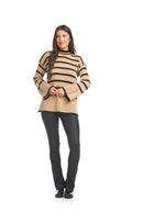 Knit Stripe High Neck Sweater