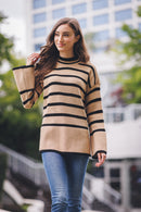 Knit Stripe High Neck Sweater