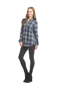 Plaid Henley Collared Sweater