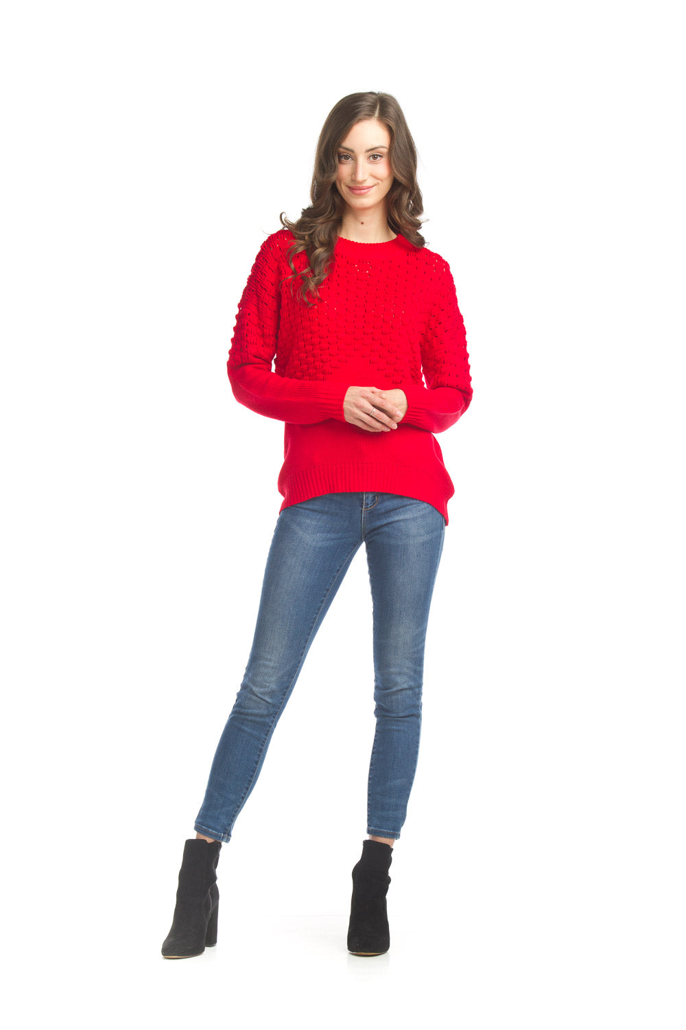 Popcorn Knit Pullover Sweater