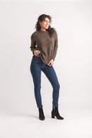 Marl Knit Sweater With Rib Trim