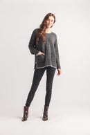 Step Hem Patch Pocket Sweater With Cable Knit